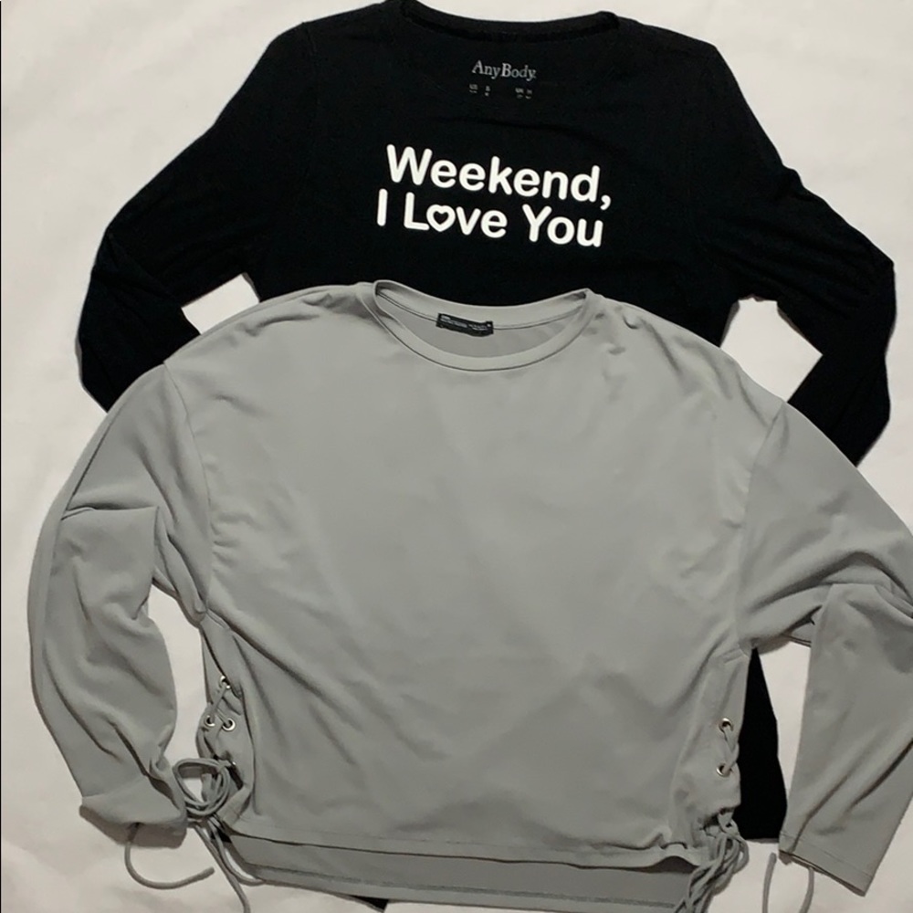 ZARA WOMAN SHIRT CINCHED SIDES + ANYBODY L/S